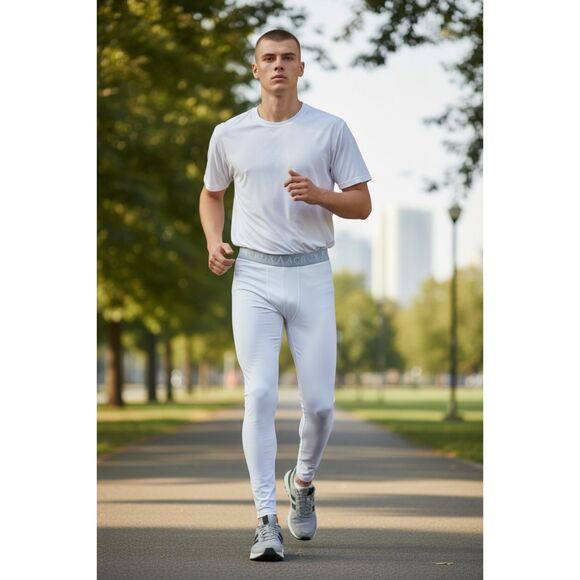 ACRUX White Performance Gear Tights Pants Sports Size M Athletic Men's Jogger - Picture 1 of 12